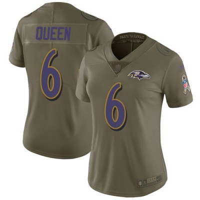 Nike Baltimore Ravens #6 Patrick Queen Olive Women's Stitched NFL Limited 2017 Salute To Service Jersey